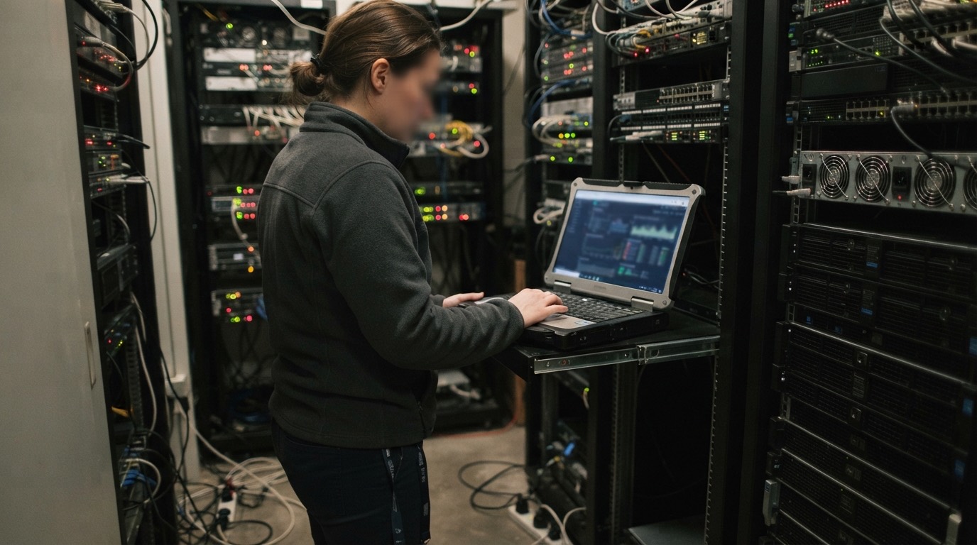 An operations engineer checking the monitoring dashboard