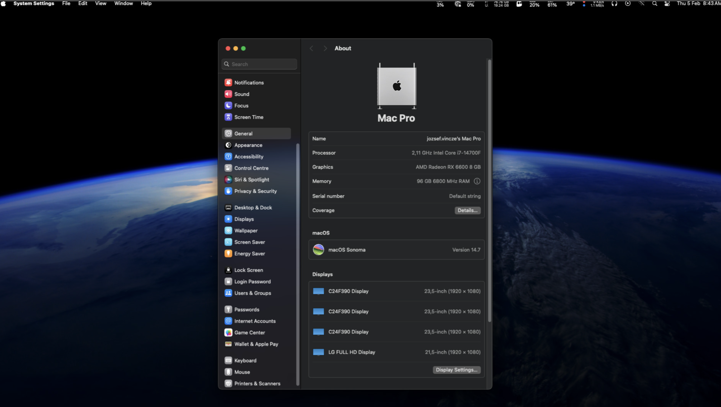 Hackintosh Workstation – i7-14700F / 96GB DDR5 / RX 6600 - macos-desktop